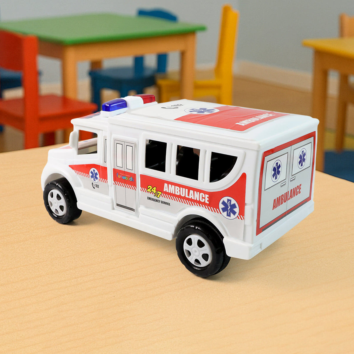 Funwoods Friction Powered Ambulance Toy For Kids (1 Pc)