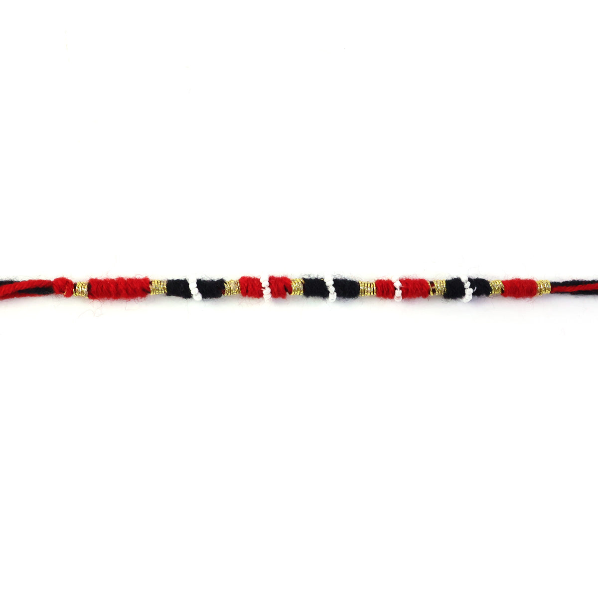 Traditional Handmade Red Black Thread Rakhi For Brother (1 Pc)