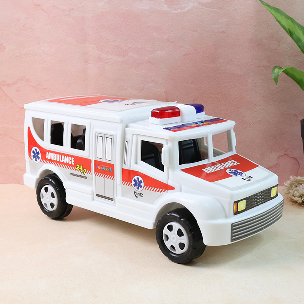 Funwoods Friction Powered Ambulance Toy For Kids (1 Pc)